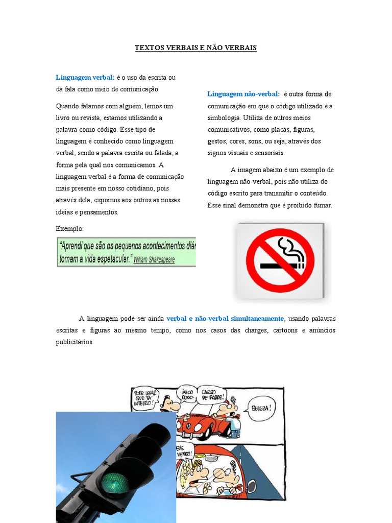 Textos Verbais e Não Verbais | PDF | Comunicação não verbal | Cognição