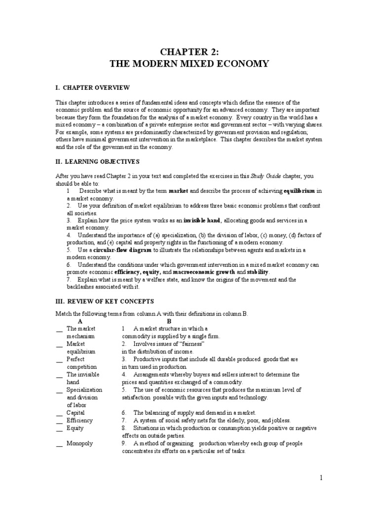 The Modern Mixed Economy I. Chapter Overview PDF Market (Economics) Economics