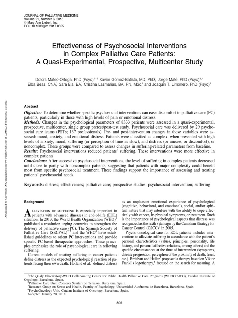 Psychosocial Care in Palliative Patients | PDF | Psychology ...