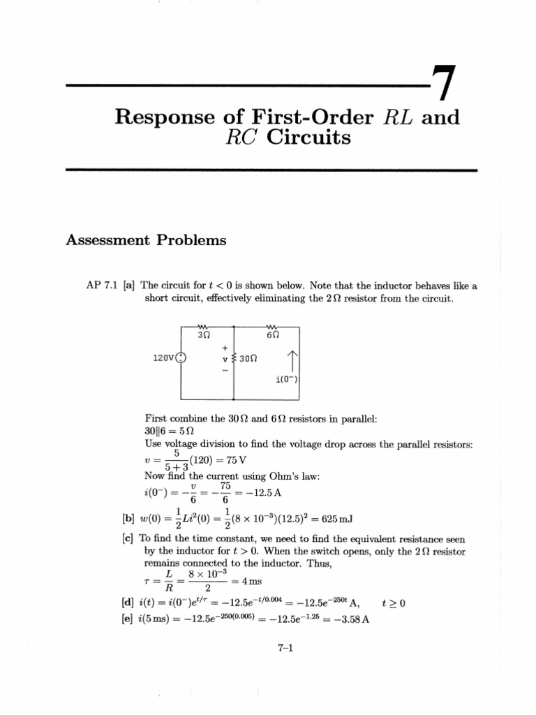 First-Order RL and RC Circuit Analysis | PDF