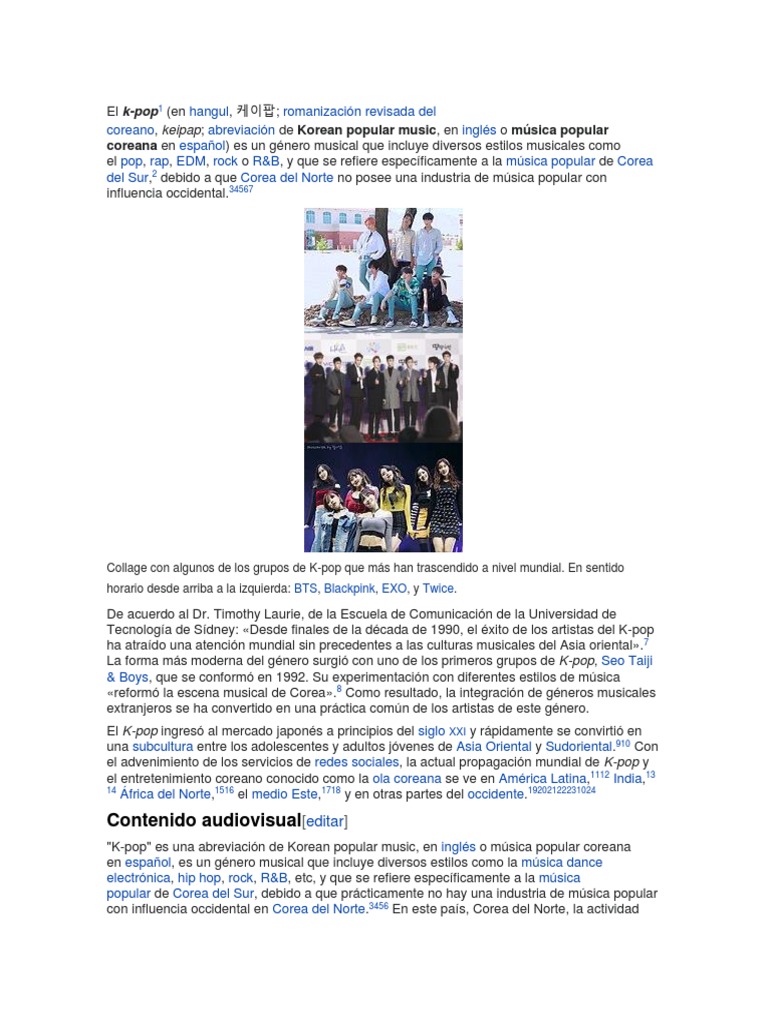 Kpop | PDF | Las artes escénicas | Entretenimiento