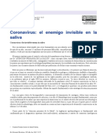 ARTICULO Coronavirus El Enemigo Invisible en La Saliva