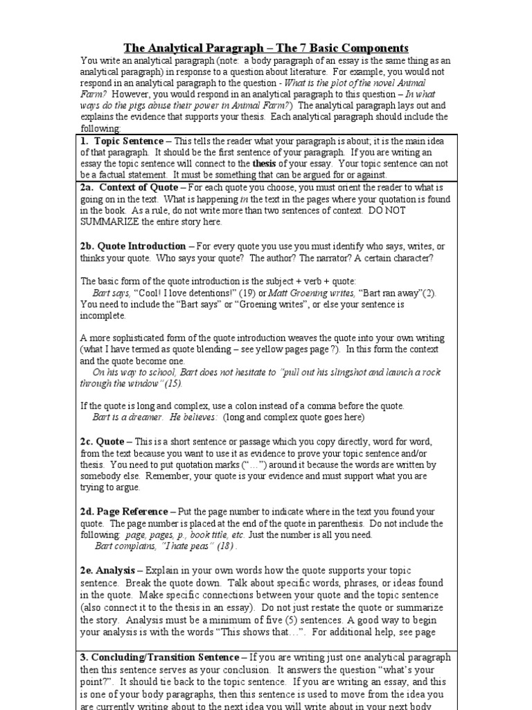 The Analytical Paragraph | PDF | Essays | Paragraph