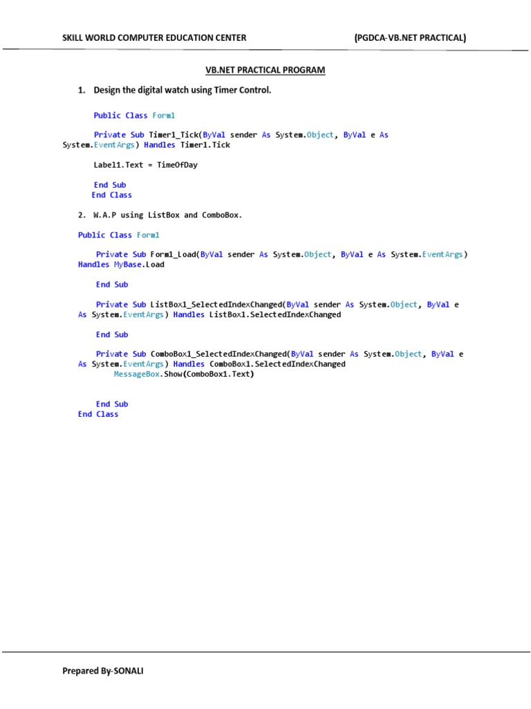 Practical Program | PDF | Visual Basic .Net | Software
