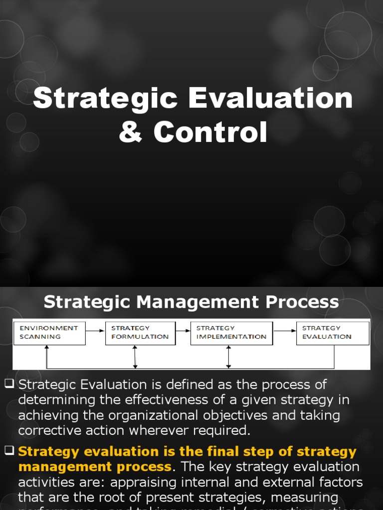 Strategic Evaluation and Control Process | PDF | Swot Analysis ...