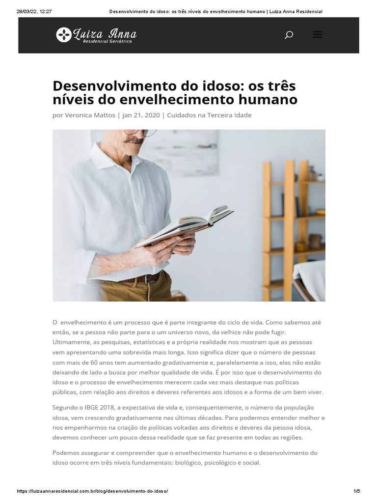Níveis do Envelhecimento Humano | PDF | Envelhecimento | Terceira idade