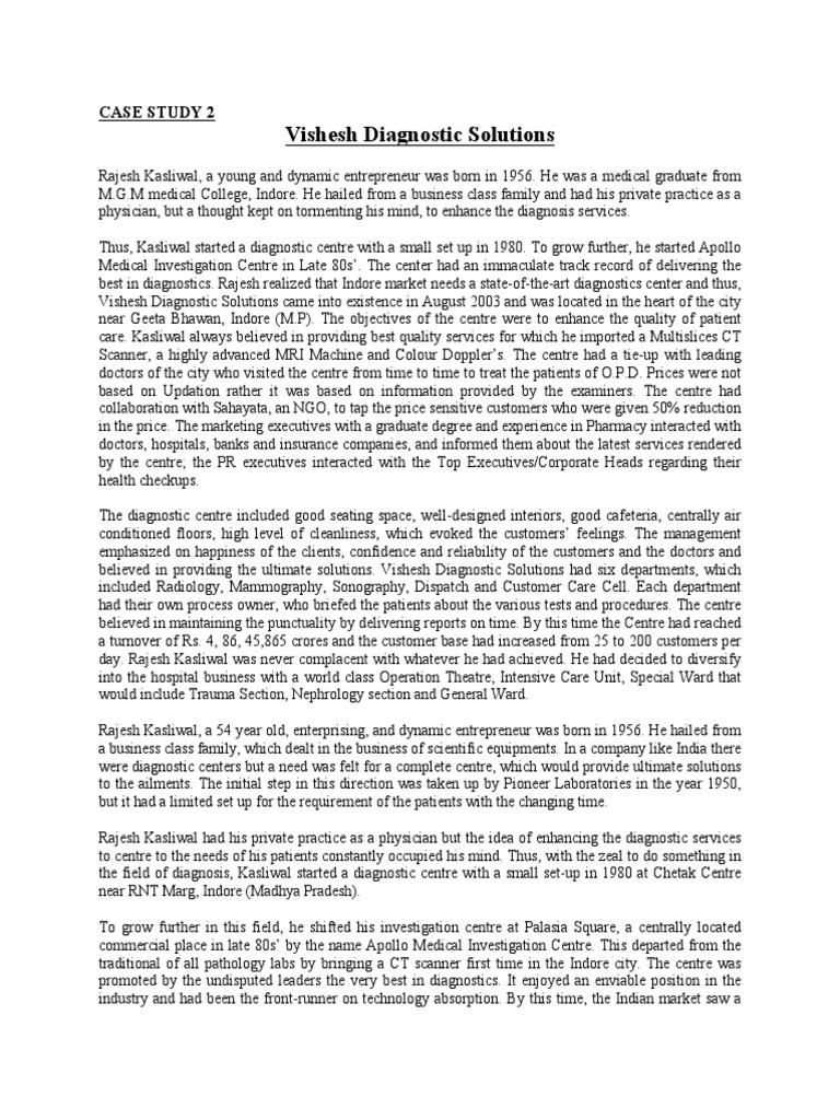 Vishesh Diagnostic Solutions Case Study 2 PDF Medical Ultrasound