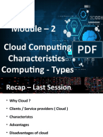 Cloud Computing Characteristics Computing - Types Module - 2