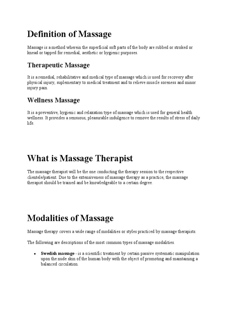 Definition of Massage PDF