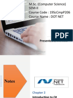M.Sc. (Computer Science) Sem-Ii Course Code: 19Sccmpp206 Course Name: Dot Net