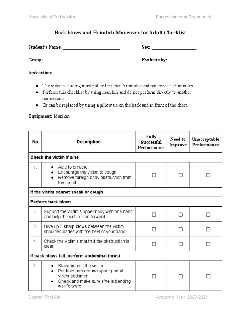 Proper Techniques for Performing Back Blows and Abdominal Thrusts to