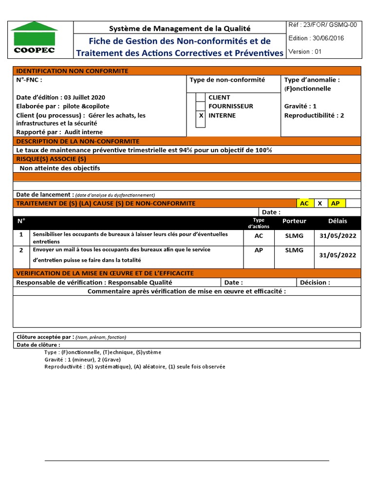 Gestion des Non-conformités Qualité | PDF | Conformité | Audit
