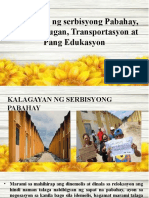 Kalagayan NG Serbisyong Pabahay, Pangkalusugan, Transportasyon at Pang Edukasyon