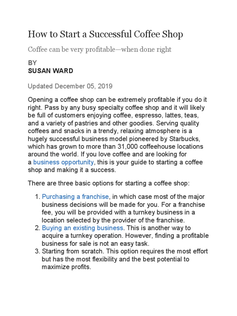 How To Start A Successful Coffee Shop Coffee Can Be Very Profitable