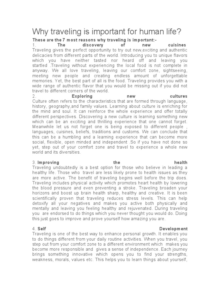 Why Traveling Is Important For Human Life Pdf Experience Psychology