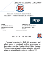 K.G.M.U College of Nursing, Lucknow: Problem Statement Presentation Speciality - Community Health Nursing - I