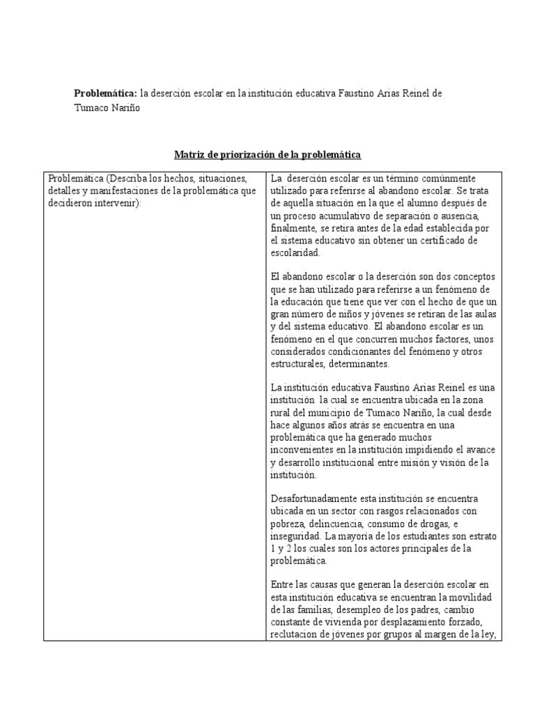 Matriz de Priorización de La Problemática | PDF