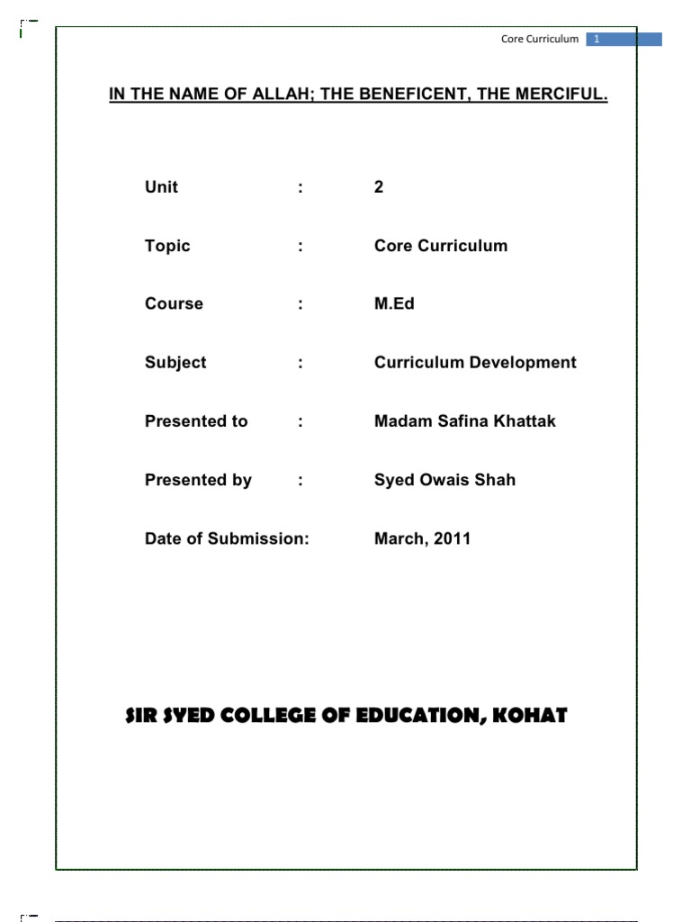 Core Curriculum | PDF | Curriculum | Secondary School