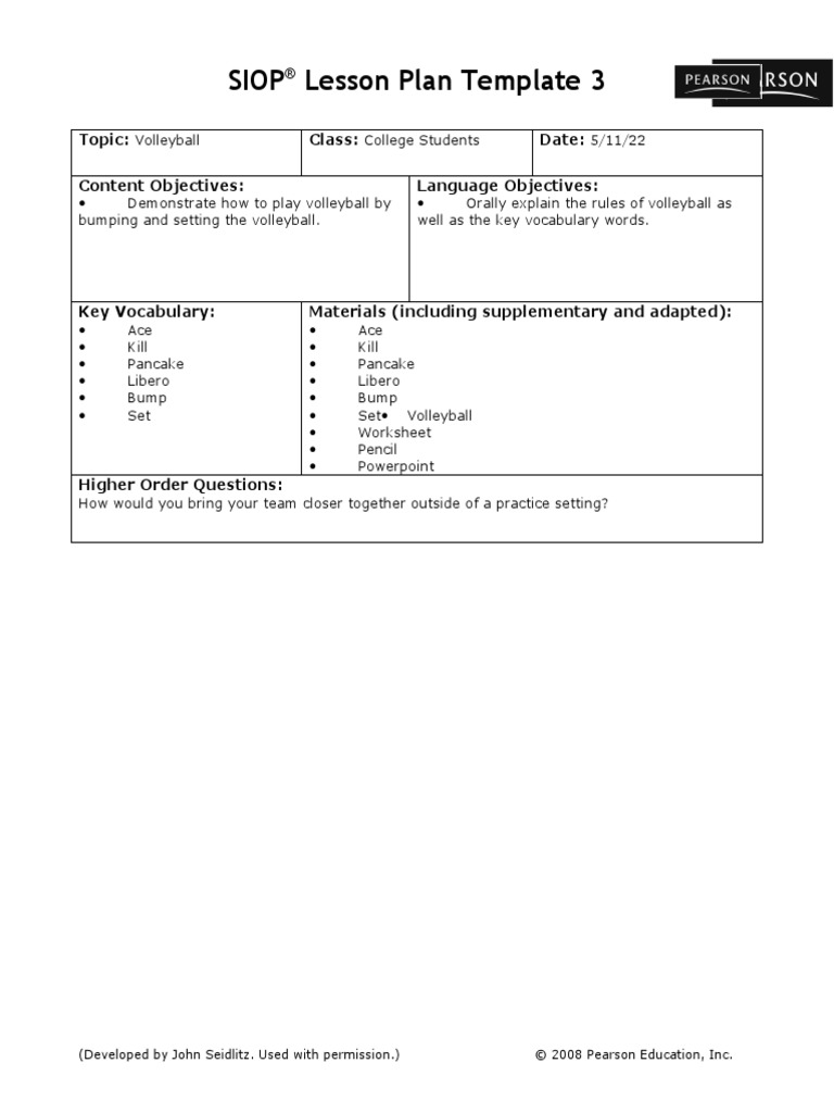 Volleyball Lesson | Download Free PDF | Lesson Plan | Volleyball