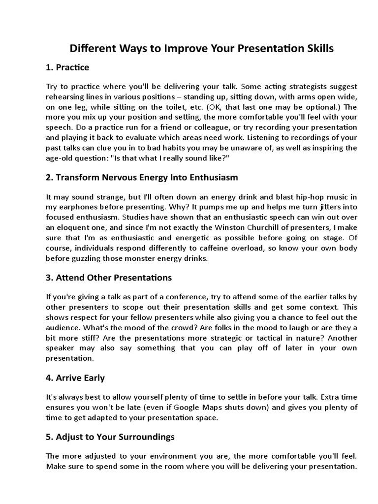 presentation skills pdf for students