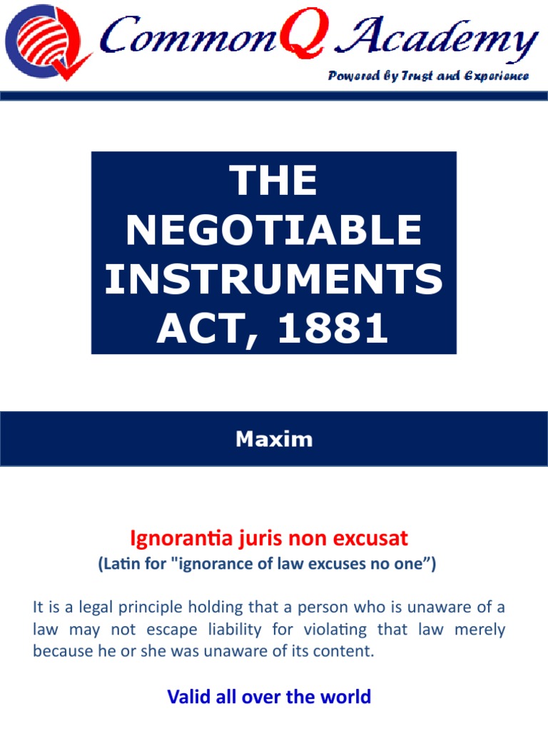 NI Act PDF Negotiable Instrument Promissory Note