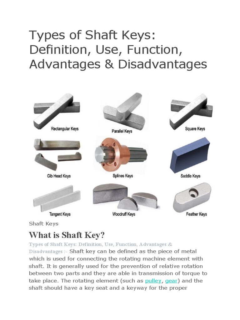 Types of Shaft Keys PDF Mechanics Applied And Interdisciplinary