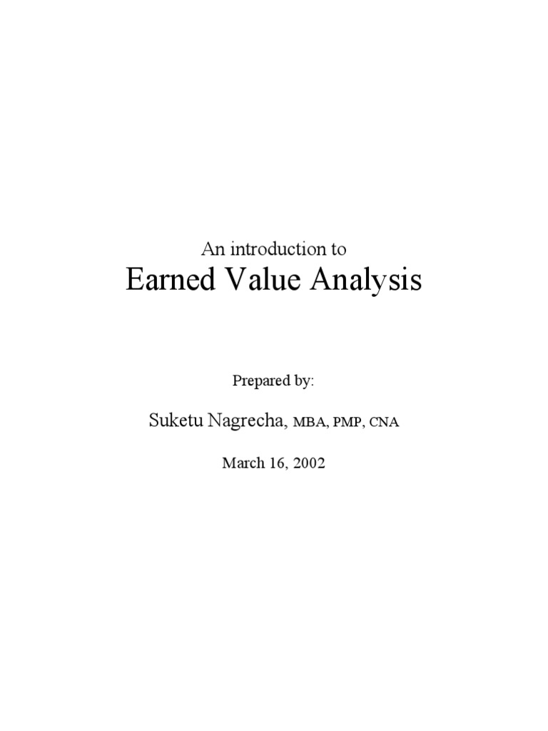 Introduction to Earned Value Analysis | PDF | Project Management ...