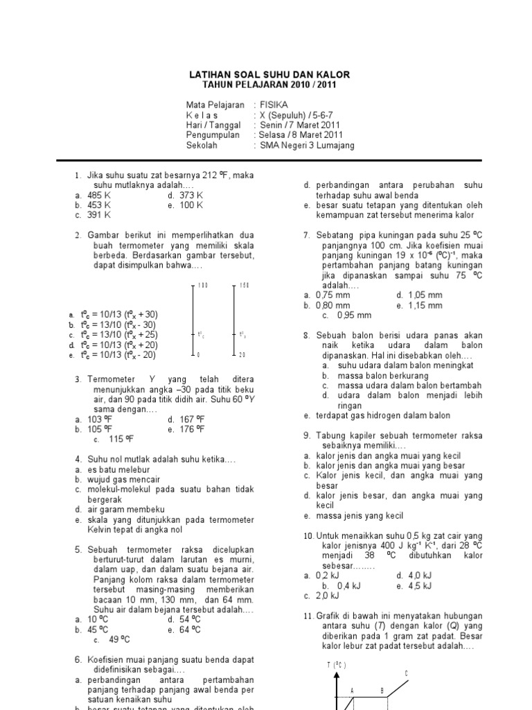 Lat Soal Suhu Dan Kalor