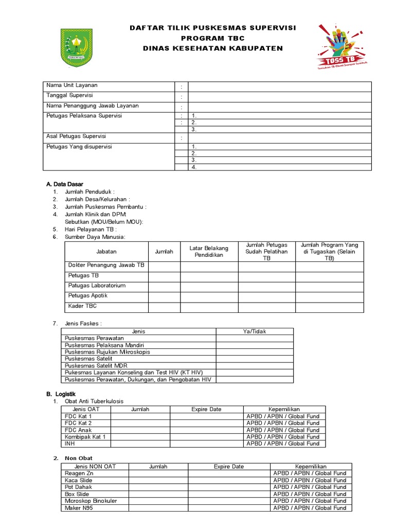 Daftar Tilik Supervisi Program TBC | PDF | Kesehatan Holistik | Sains ...