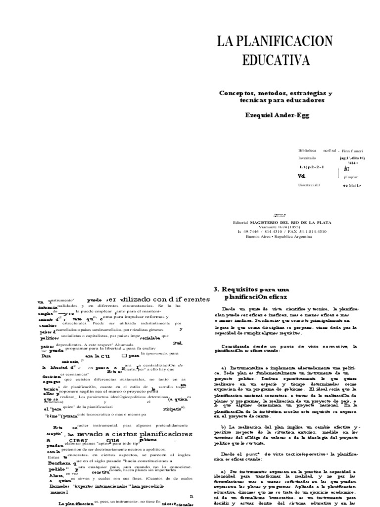 Ander Egg e 1993 La Planificacic3b3n Educativa | PDF | Planificación ...