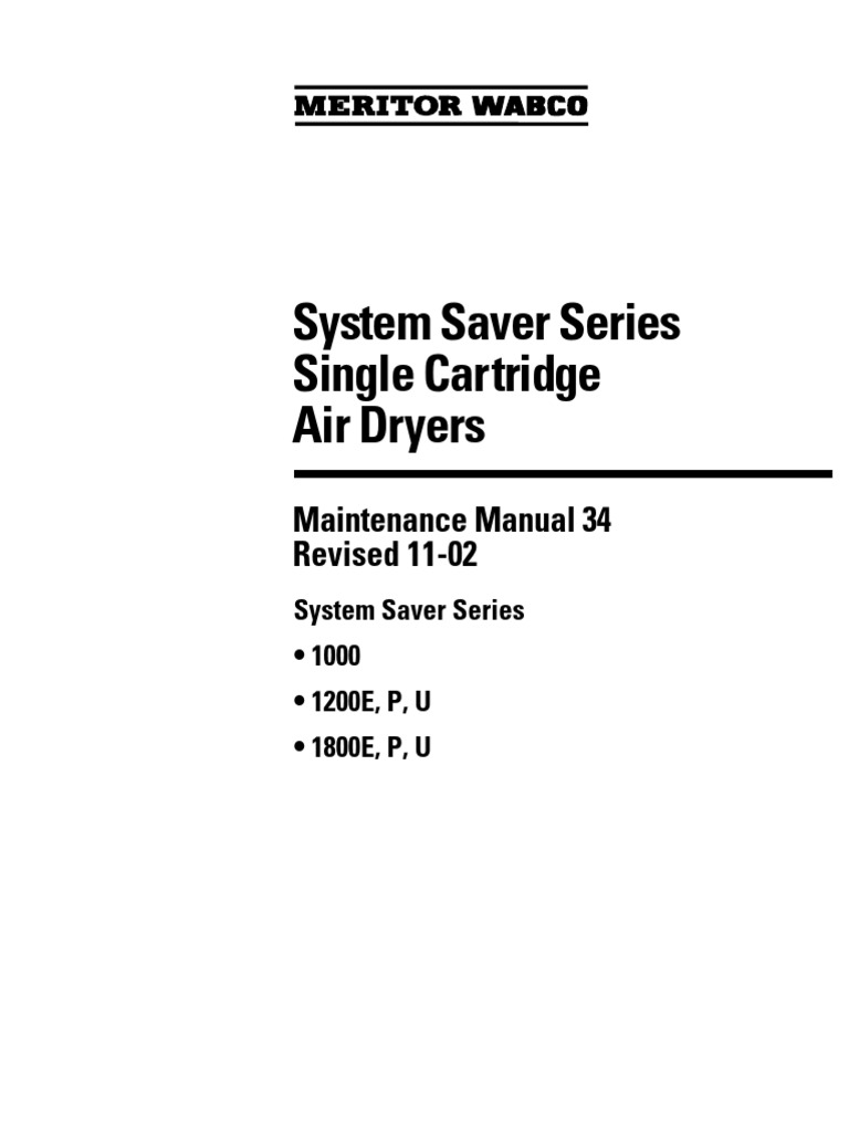 System Saver Series Single Cartridge Air Dryers Maintenance Manual 34
