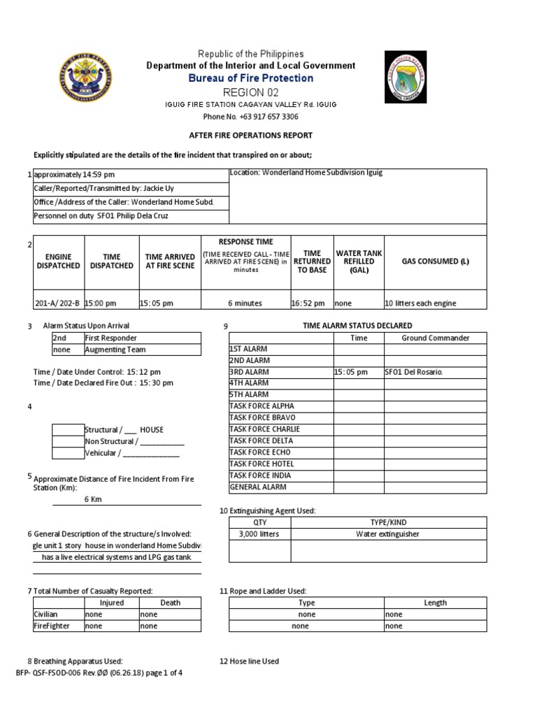 Fire Incident Report: Iguig Station | PDF | Firefighting | Public Safety