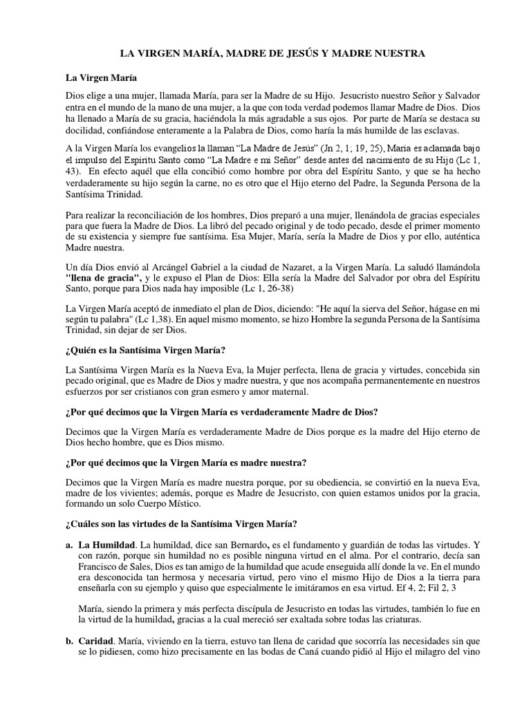 La Virgen María: Madre de Dios y Nuestra | PDF | María, madre de Jesús ...