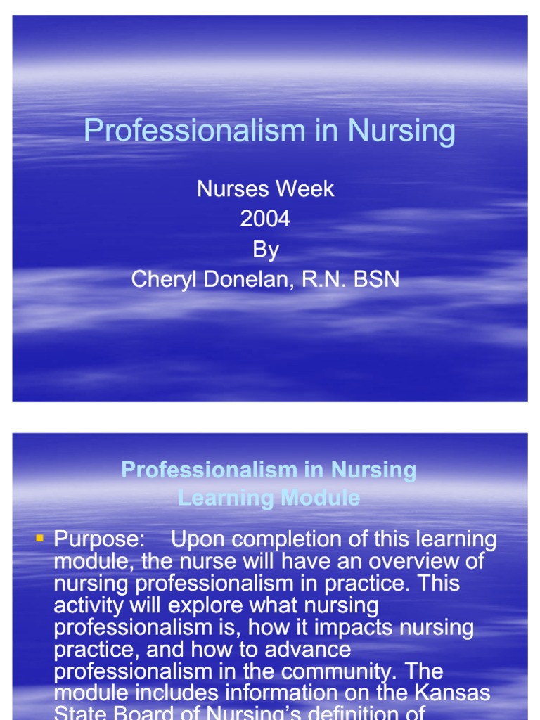 Professionalism in Nursing Profession Nursing