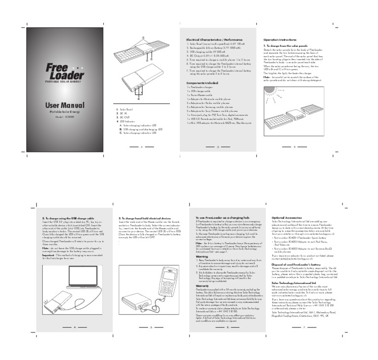 Freeloader User Manual | PDF | Usb | Battery (Electricity)