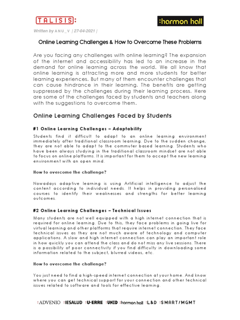 Online Learning Challenges & How To Overcome These Problems: Written by ...