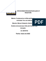 Foro de Analisis Fundamentos de Mercadotecnia