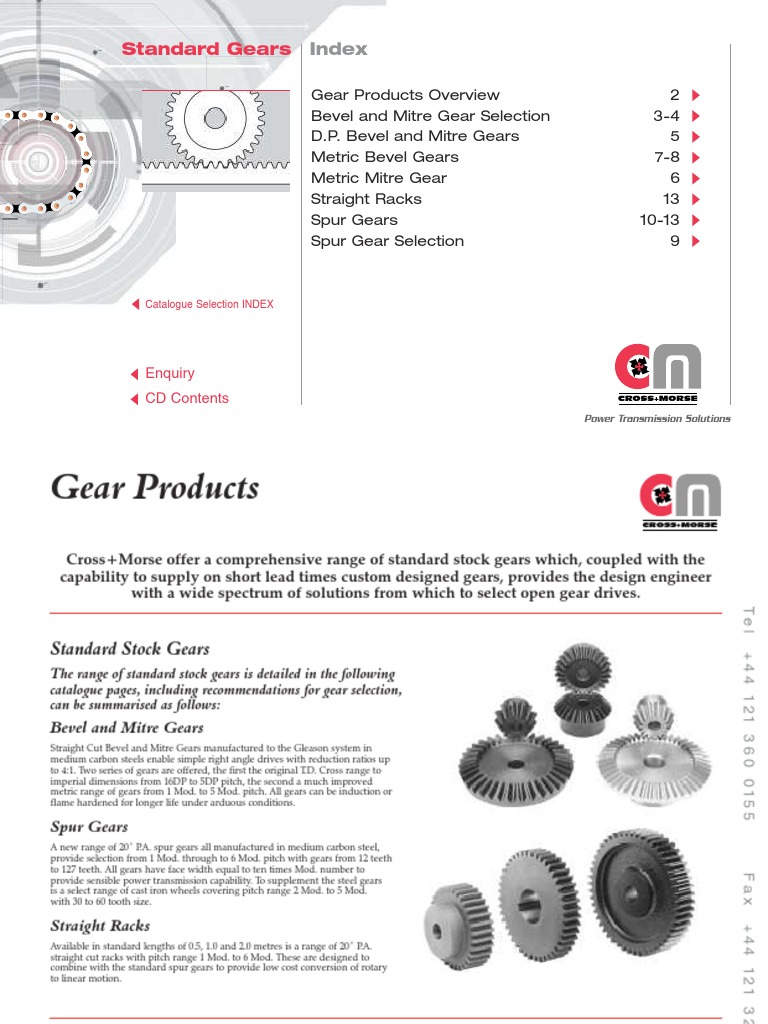 Standard Metric Bevel Gears CROSS MORSE PDF Gear Machines
