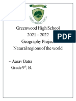 Greenwood High School 2021 - 2022 Geography Project Natural Regions of The World