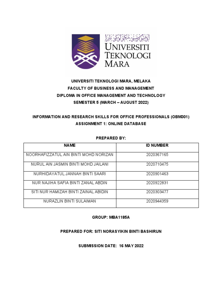 UiTM Database Assignment: Motivation & Job Satisfaction | PDF ...