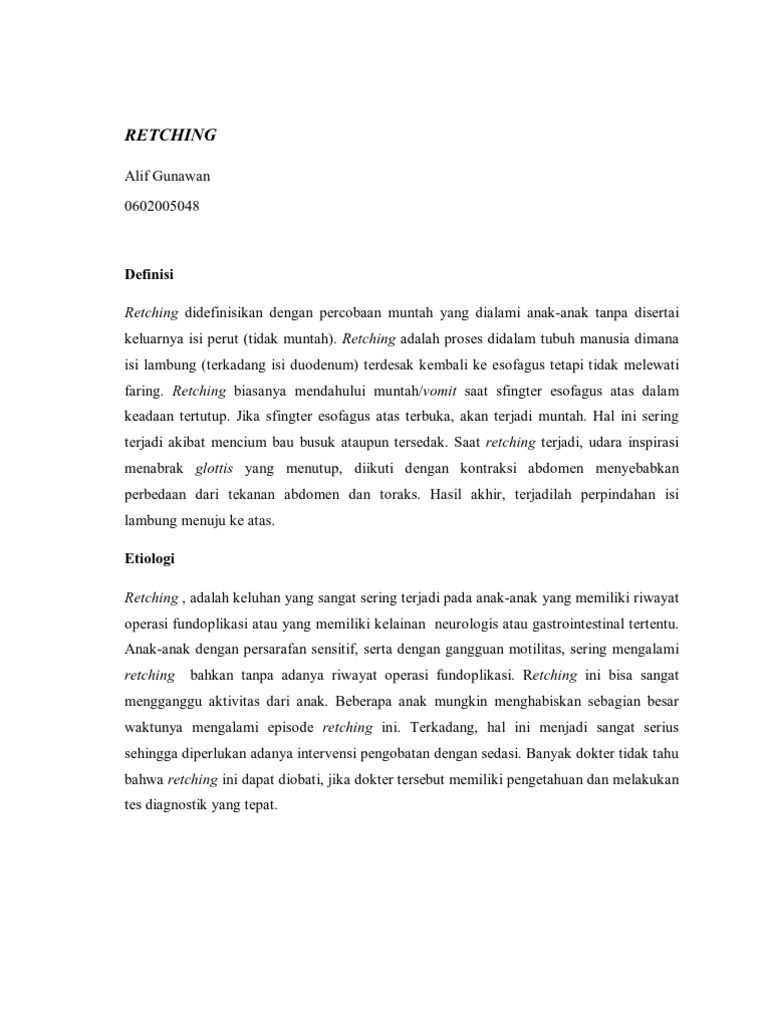 Pengertian Retching dan Definisinya | PDF