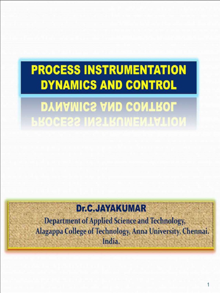Process Instrumentation Dynamics and Control | PDF
