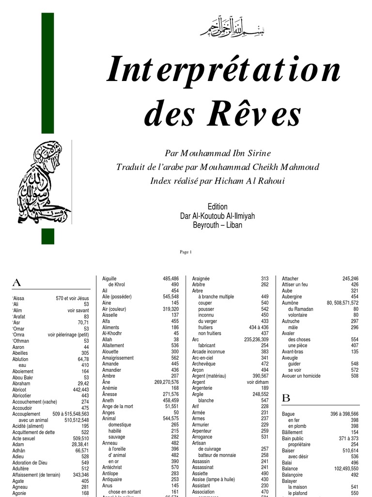 Interprétation Des Rêves Ibn Sirine Pdf Gratuit Reve PDF | PDF | Agriculture | La nature