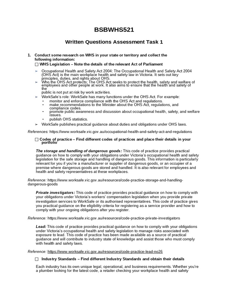 WHS Compliance and Safety Practices Guide | PDF | Occupational Safety ...