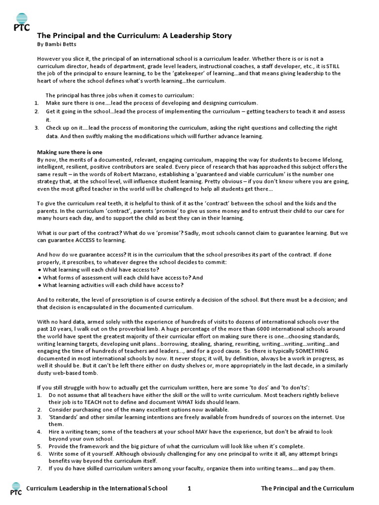 Curriculum Leadership in International Schools | PDF | Curriculum ...