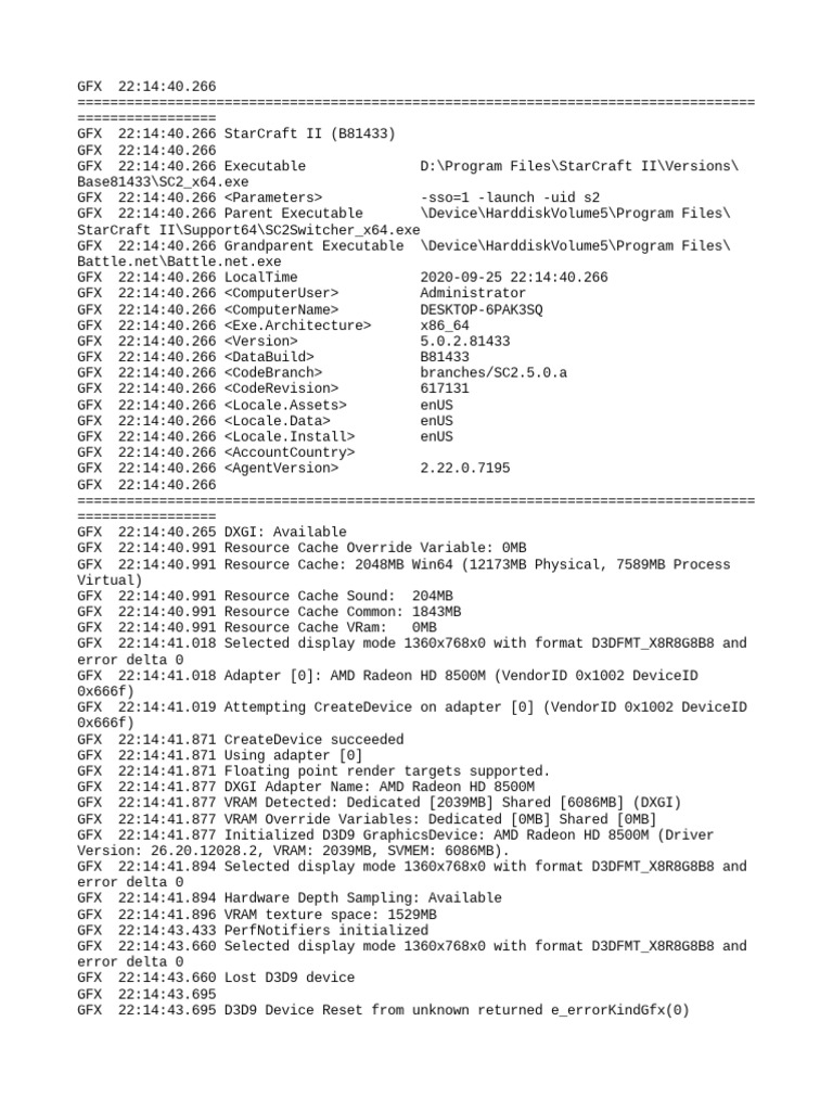 StarCraft II Graphics Log Details | PDF | Cpu Cache | Computing