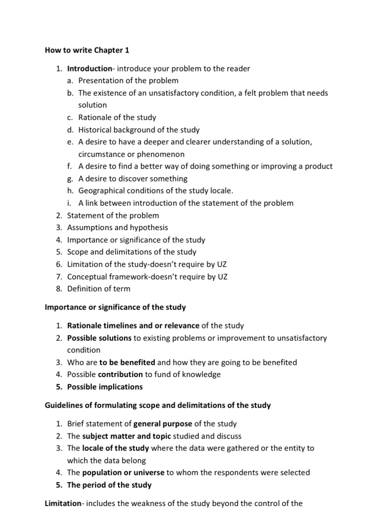 how to write chapter one of a research proposal