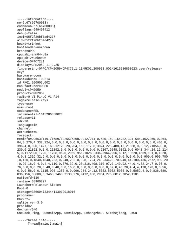 Android System Debug Data | PDF | Java (Programming Language ...