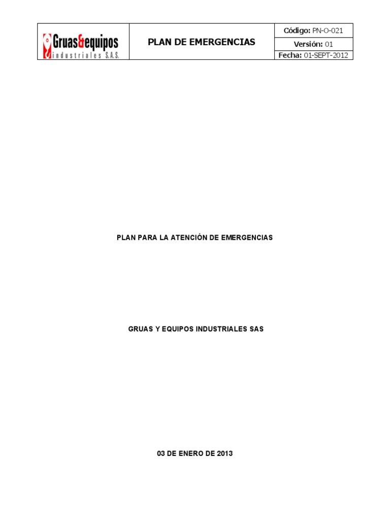 Plan para La Atención de Emergencias | PDF | Primeros auxilios | Riesgo