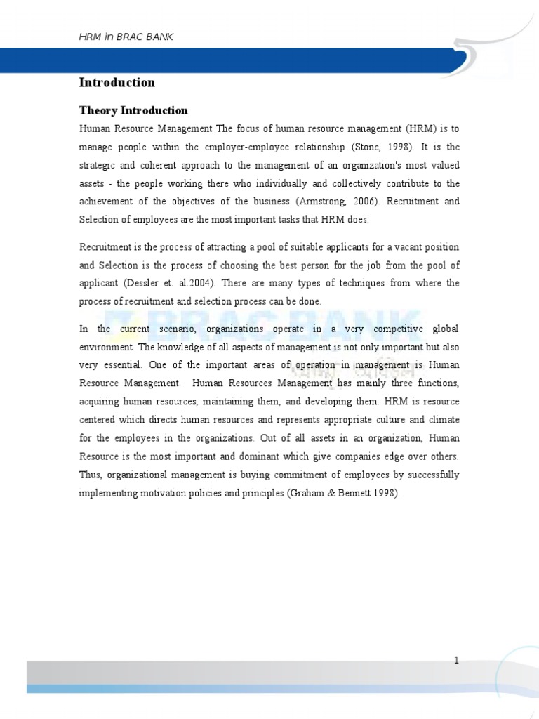 HRM Practices at BRAC Bank | PDF | Human Resource Management | Human ...